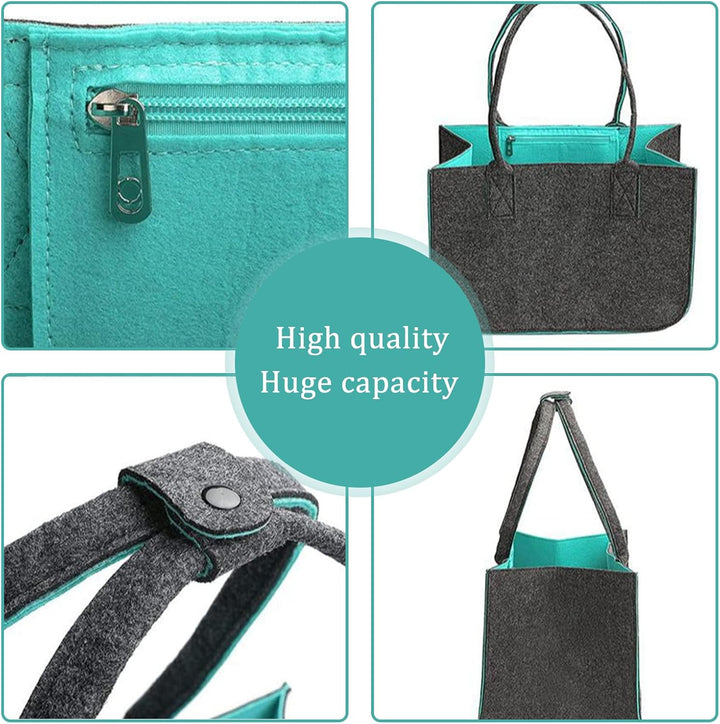BEELUKY 2 Stück Filztasche Einkaufskorb,Filztaschen Shopping Bag, Einkaufstasche mit Henkel,Filz Ein