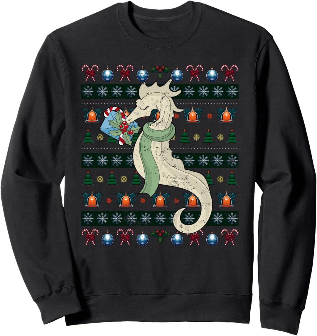 Weihnachten Tier Geschenk Ugly Christmas Seepferdchen Sweatshirt