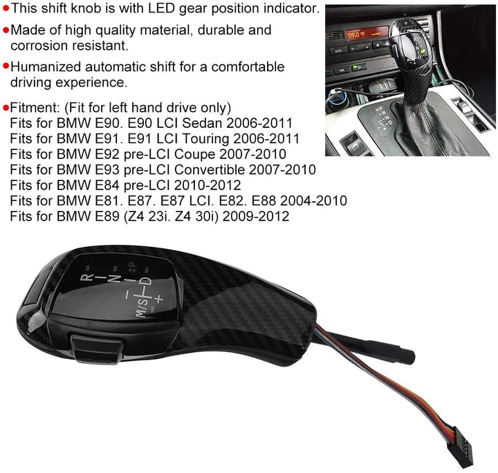 Aramox LED Schaltknauf F30 Style Automatik Getriebe für E90 E92 E84 E89 | LHD Gangschaltung mit Lede