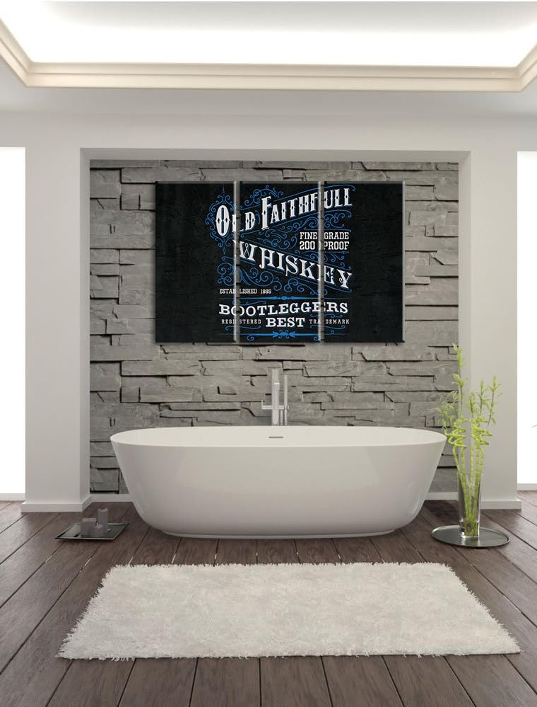 Pixxprint Whiskey Etikett „Old Faithfull“ als Leinwandbild/Grösse: 3 Teilig (120x80) cm/Wandbild/Kun