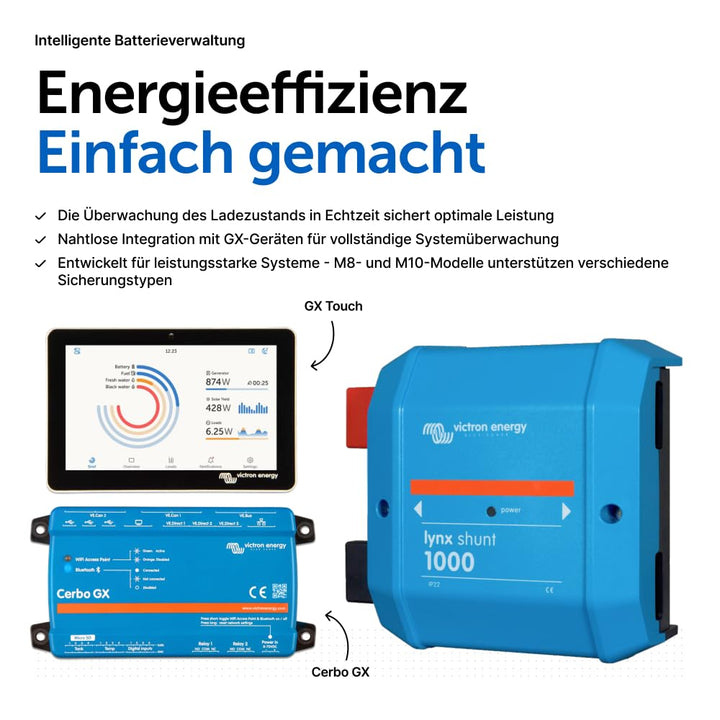 Victron Energy Lynx Shunt IP22 VE.Can 1000 Amp, Sammelschiene mit Integrierter Batterieüberwachung