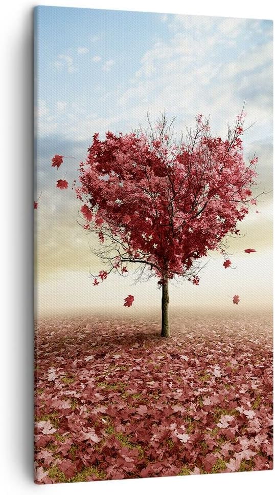 Bilder auf Leinwand Abstraktion Herbst Baum Blatt Leinwandbild mit Rahmen 45x80cm Wandbilder Dekorat