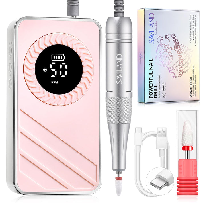 SAVILAND 30s Schnelle Entfernung Nagelfräser 50000 RPM, Nagelfräser für Gelnägel Acrylnägel, Tragbar