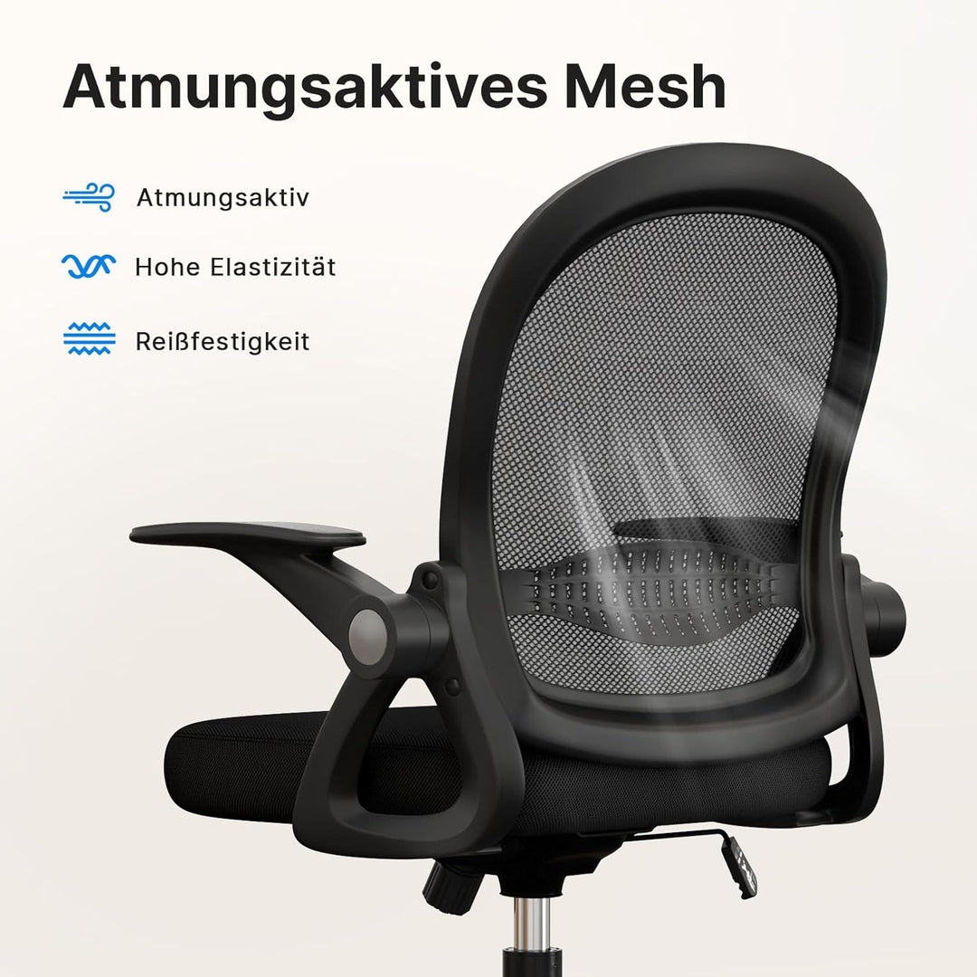 naspaluro Bürostuhl, Ergonomischer Schreibtischstuhl mit Atmungsaktiv Netzbespannung, Hochklappbare