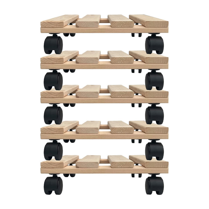 Unbekannt Fünf Pflanzenroller Holz MASSIV aus stabilem Buchenholz eckig 30 cm x 30 cm bis 120 KG
