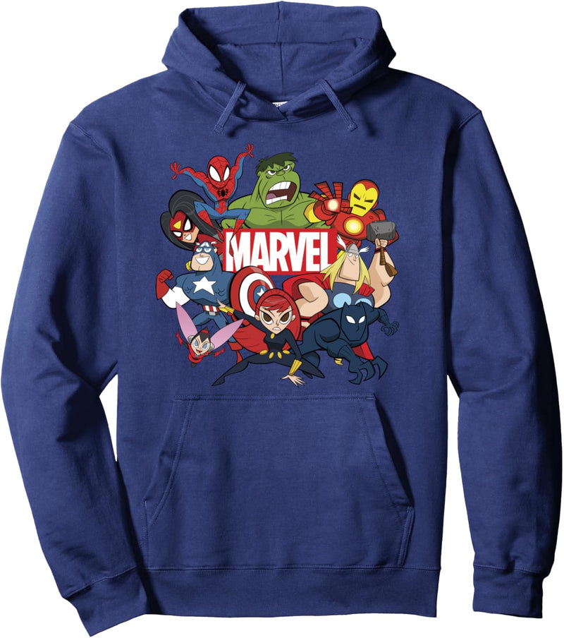 Marvel Avengers Group Shot Logo Doodle Pullover Hoodie