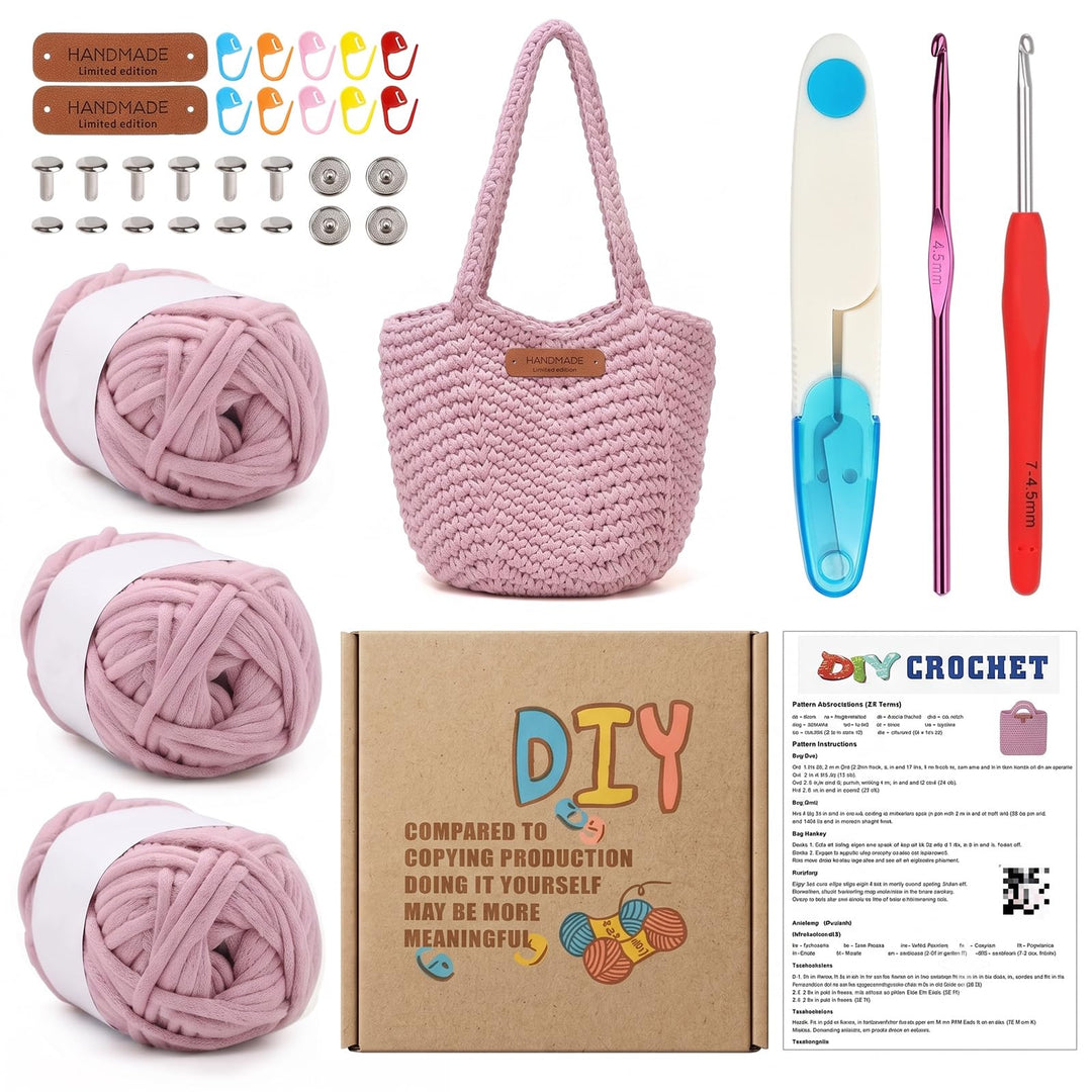MIUUIPI Häkelset Für Anfänger - Strandtasche Damen, Häkel Set für Anfänger Erwachsene, Häkelnadel, D