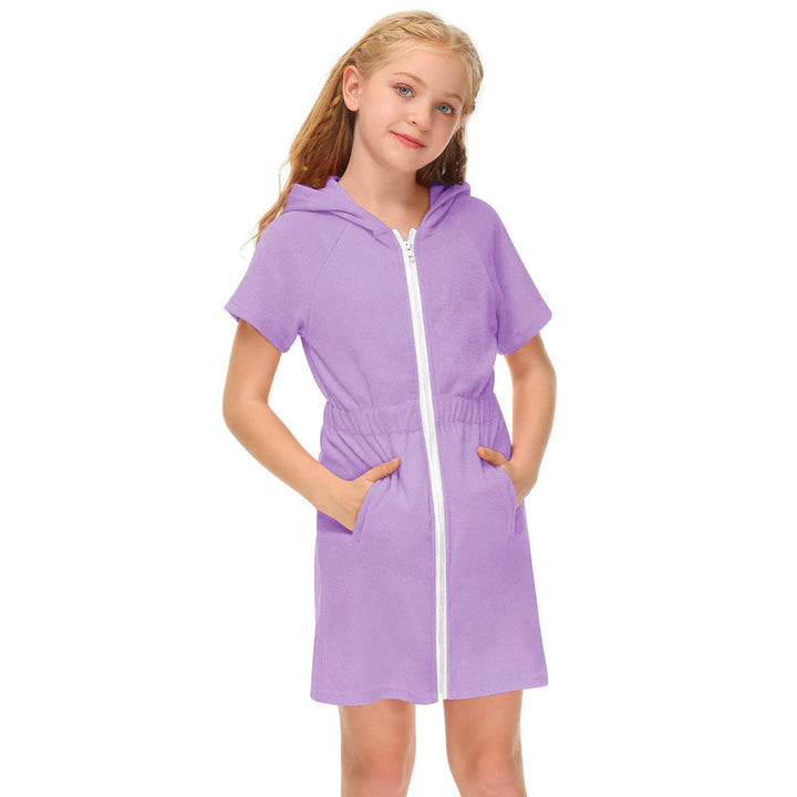Kinderbademantel Mädchen, Weicher mit Reissverschluss Gross Kinder Badeponcho Kinderbademantel Flaus