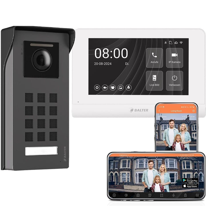 Nonic Balter ENTRI M Aufputz Video Türsprechanlage mit 7 Zoll WLAN Touchscreen HD Monitor, 2-Draht T