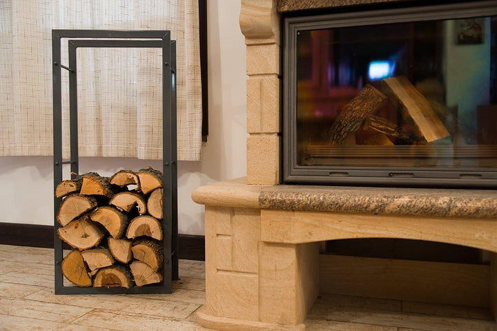 DanDiBo Kaminholzständer Kaminholzregal 100 cm Grau Holzkorb Kaminholzhalter Regal Holzregal