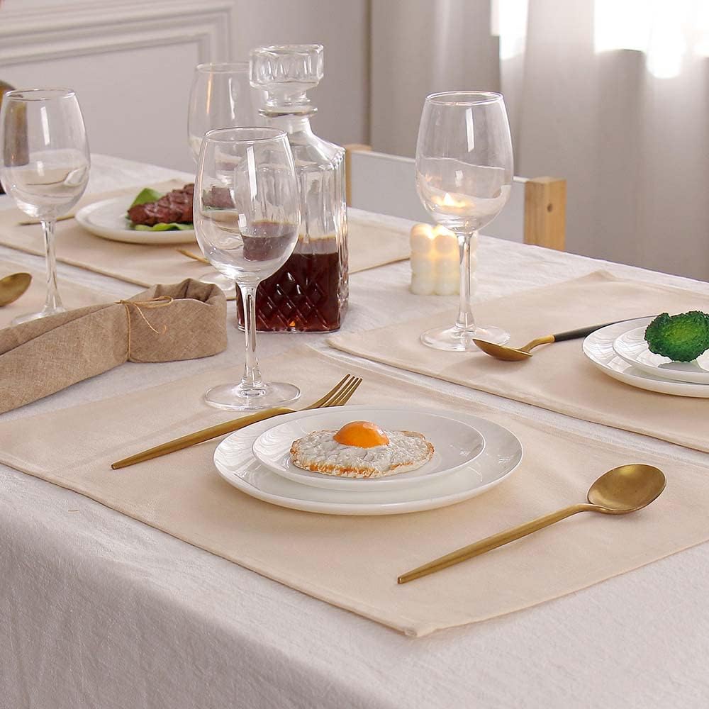 Vivi Idee® 4er Tischsets Platzset 100% Baumwolle Platzdeckchen Stoff abwaschbar Handgenäht 52x33cm (