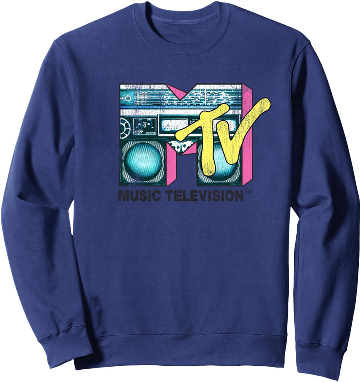 MTV Logo Blue And Yellow Retro Boombox Sweatshirt