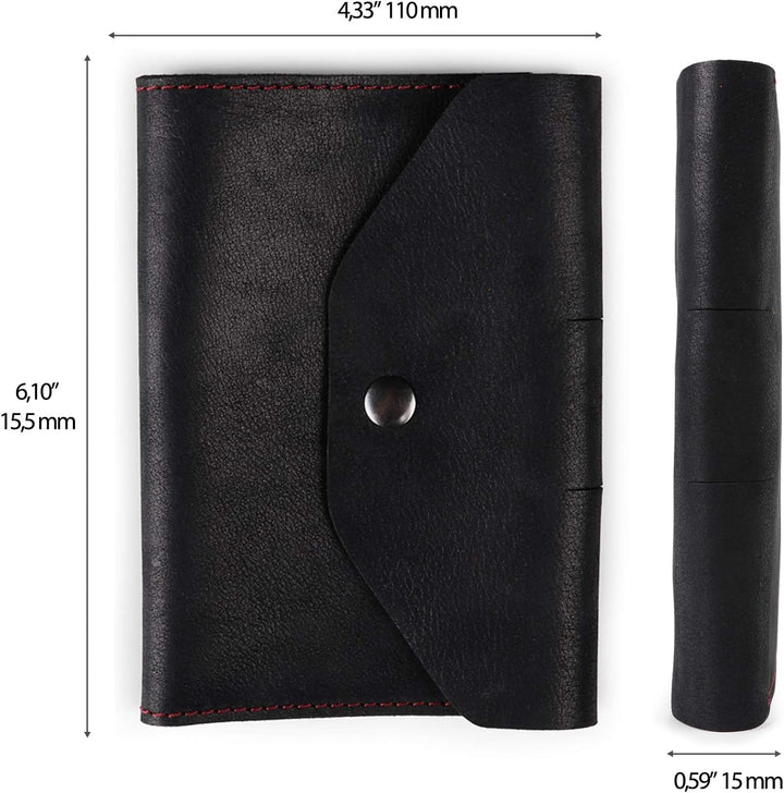 Londo Echtleder Schreibmappe Konferenzmappe mit Notizblock Notizblock und Schloss Schwarz S, Schwarz