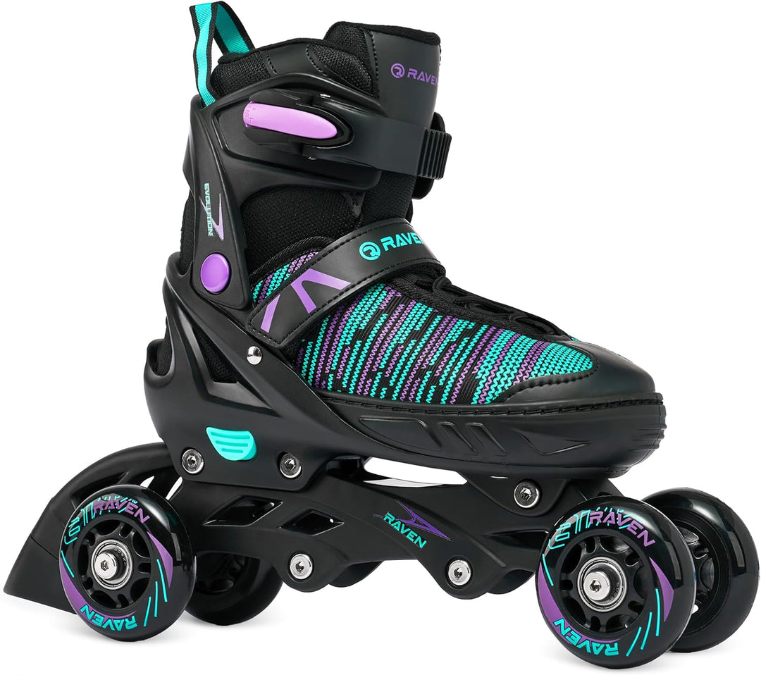 RAVEN 3in1 Inline Skates Triskates Rollschuhe Inliner für Kinder Erwachsene Mädchen Damen verstellba