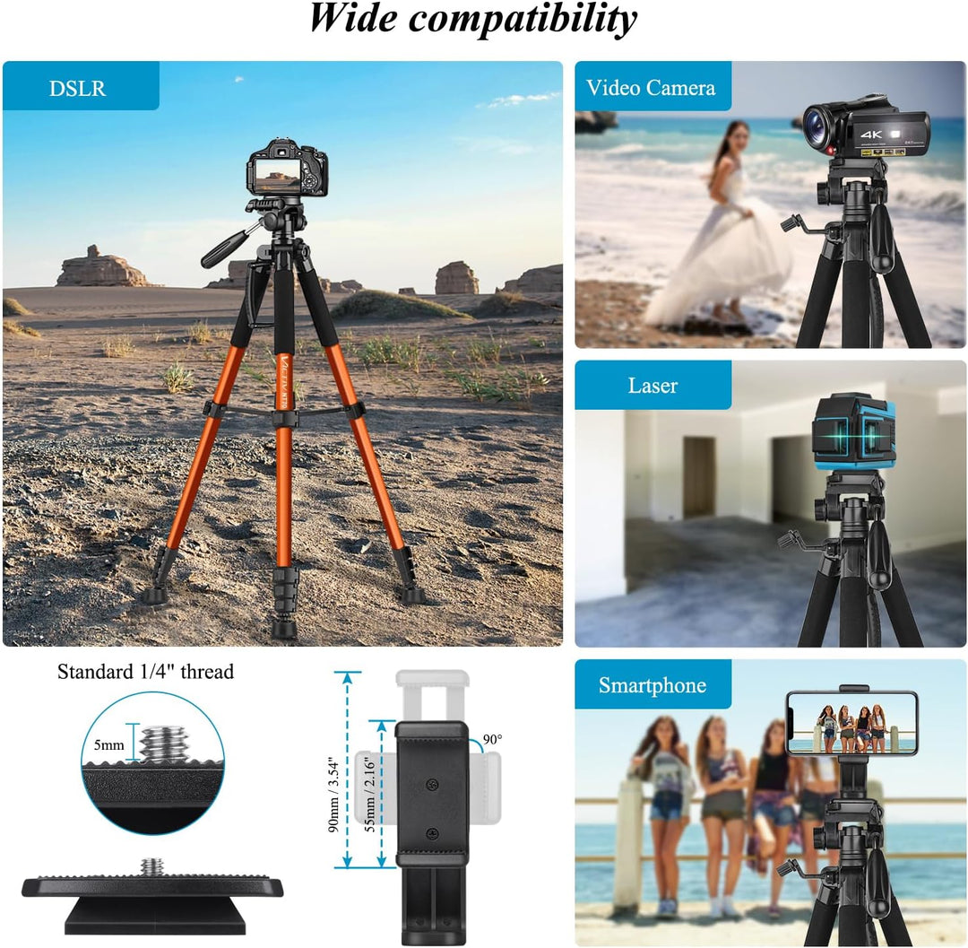 Victiv 182 cm Aluminium Kamera Stativ, Leichtes und Kompaktes Reisestativ für DSLR mit 3-Wege-Schwen