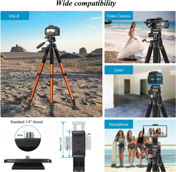 Victiv 182 cm Aluminium Kamera Stativ, Leichtes und Kompaktes Reisestativ für DSLR mit 3-Wege-Schwen