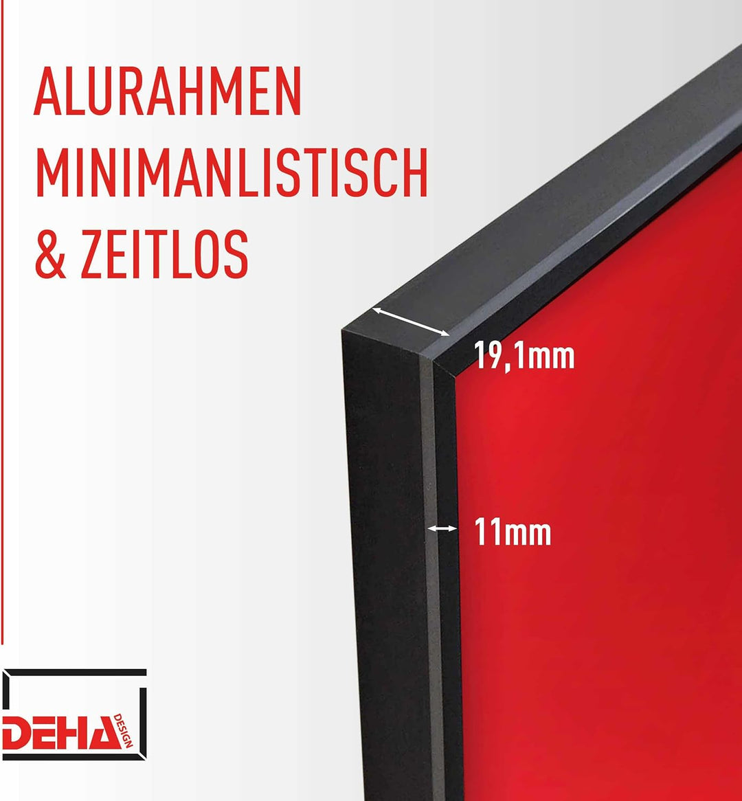 DEHA Design Bilderrahmen Boston, A2 42x59,4 cm, Aluminium Schwarz Matt, bruchsicheres Acrylglas, für