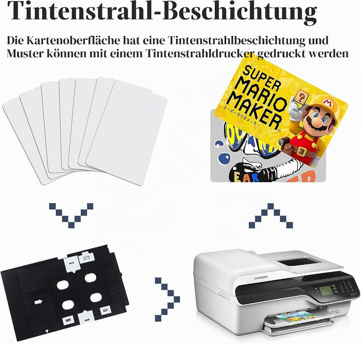 (100 Stück)Inkjet Printable PVC ID Cards Kompatibel Mit Epson und Canon Inkjet Drucker, CR80 30 MIL