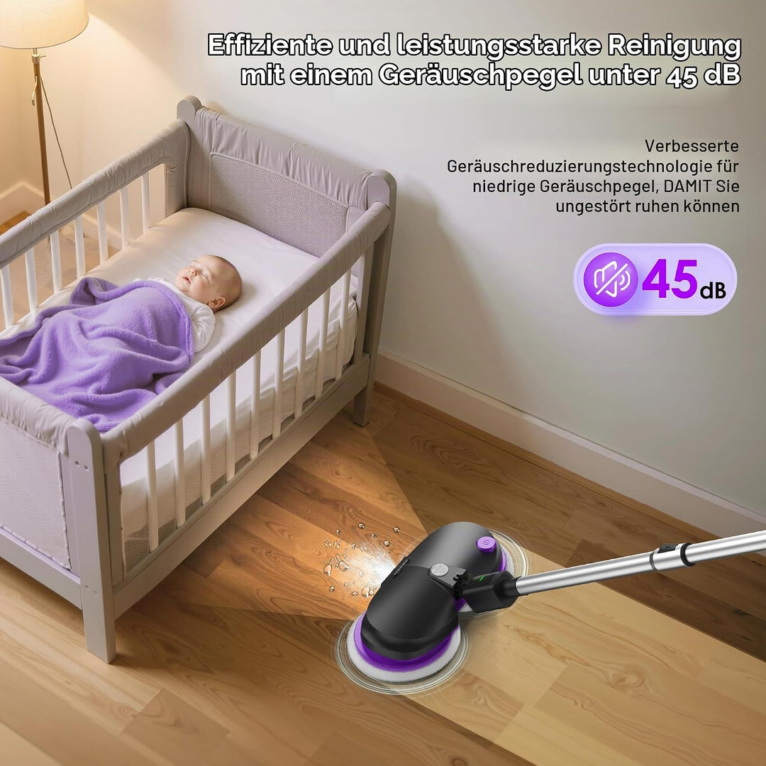 Kabellos Elektrischer Mopp, Elektrischer Wischmopp Kabellos mit Sprühfunktion, LED Beleuchtung, 300m