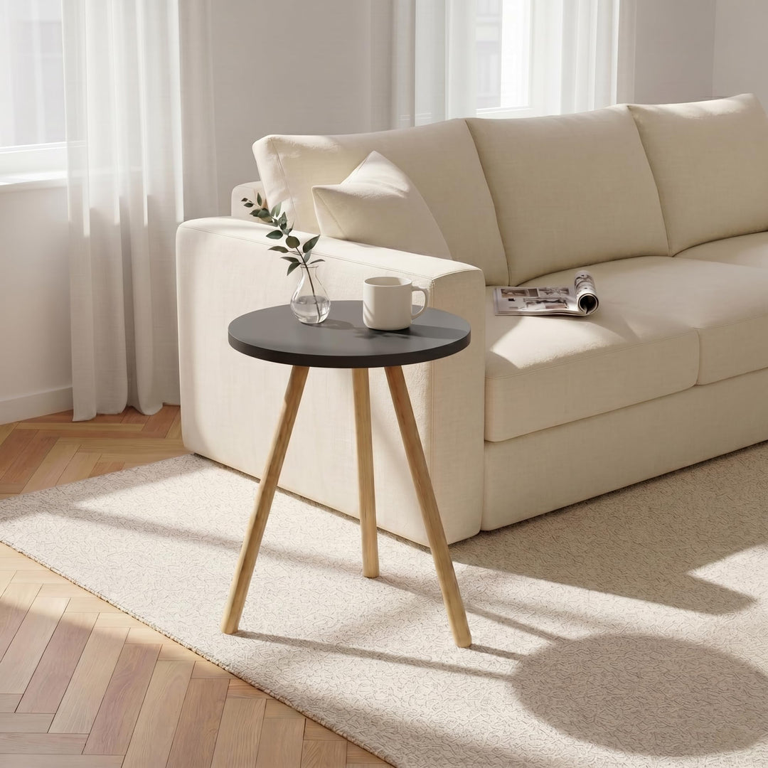 Beistelltisch Rund Anthrazit Dreibein Holzbeine Ø34x45cm Sofatisch Couchtisch Nachttisch Wohnzimmer