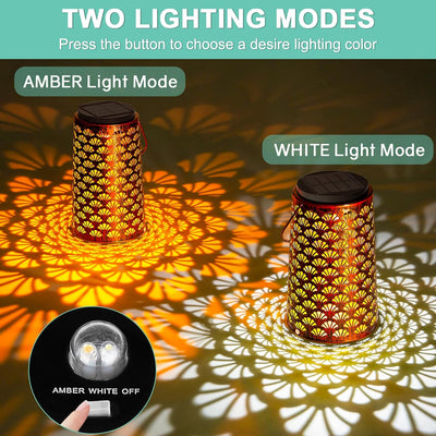 Solarlaterne für Aussen, Moman 2 Stück Metall Solarlampen für Aussen Garten mit Kalt/Warm Licht, Hän