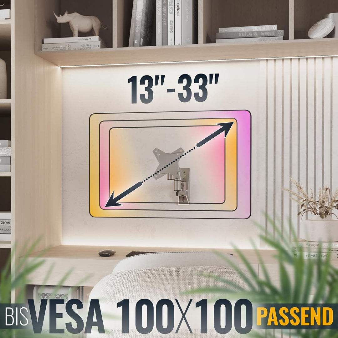 RICOO TÜV geprüfte PC Monitor Wandhalterung Schwenkbar Neigbar Universal für Bildschirm 13-19-24-27-