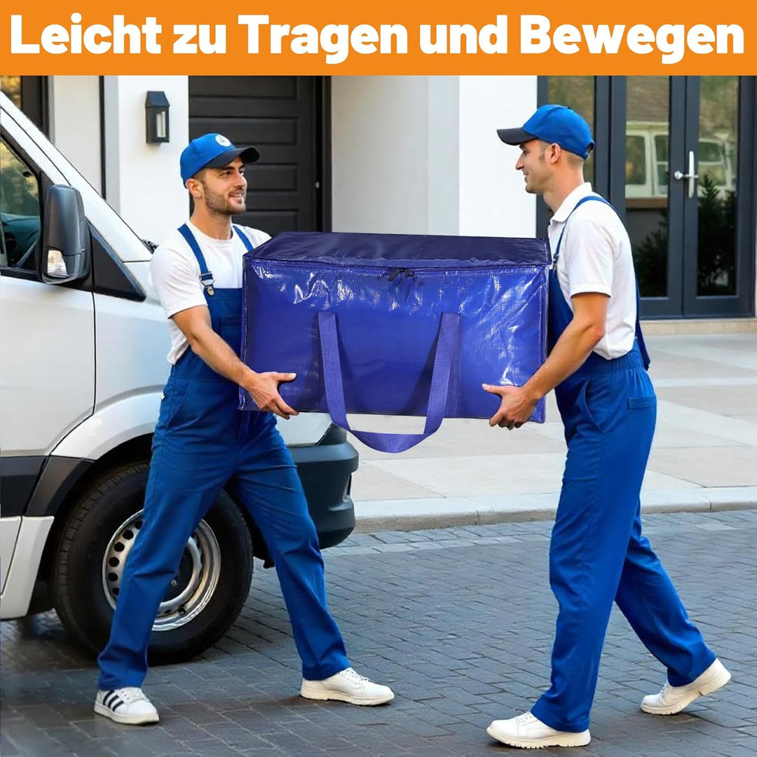 6 Stück 90L Grosse Aufbewahrungstasche mit Deckel, Faltbare Umzugskartons Gross mit Reissverschluss