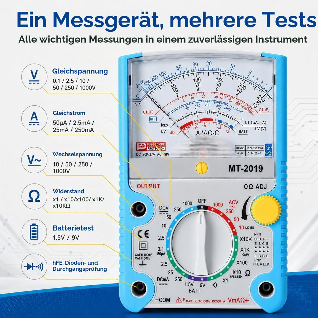 Analoges Multimeter, Voltmeter, Amperemeter, Zeiger-Multimeter-Tester, Analoges Voltmeter, Spannungs