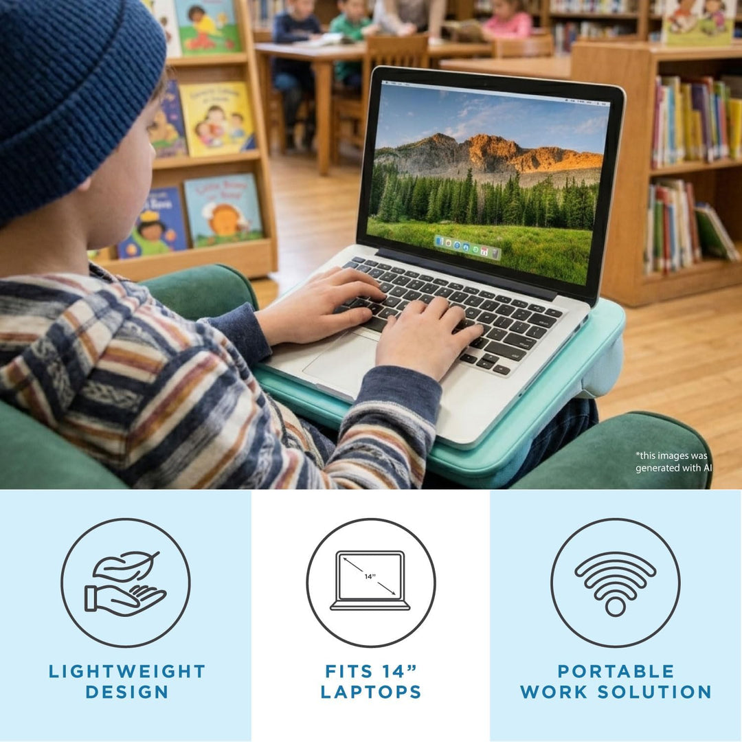 LAPGEAR Kompakter Schossschreibtisch, passend für Laptops bis zu 38,1 cm (15 Zoll), Aqua Sky, Style