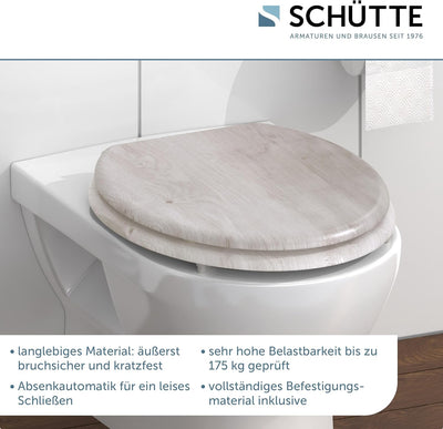 SCHÜTTE WC-Sitz LIGHTWOOD mit Absenkautomatik aus Holz, Toilettensitz mit Klodeckel, Holzkern Toilet