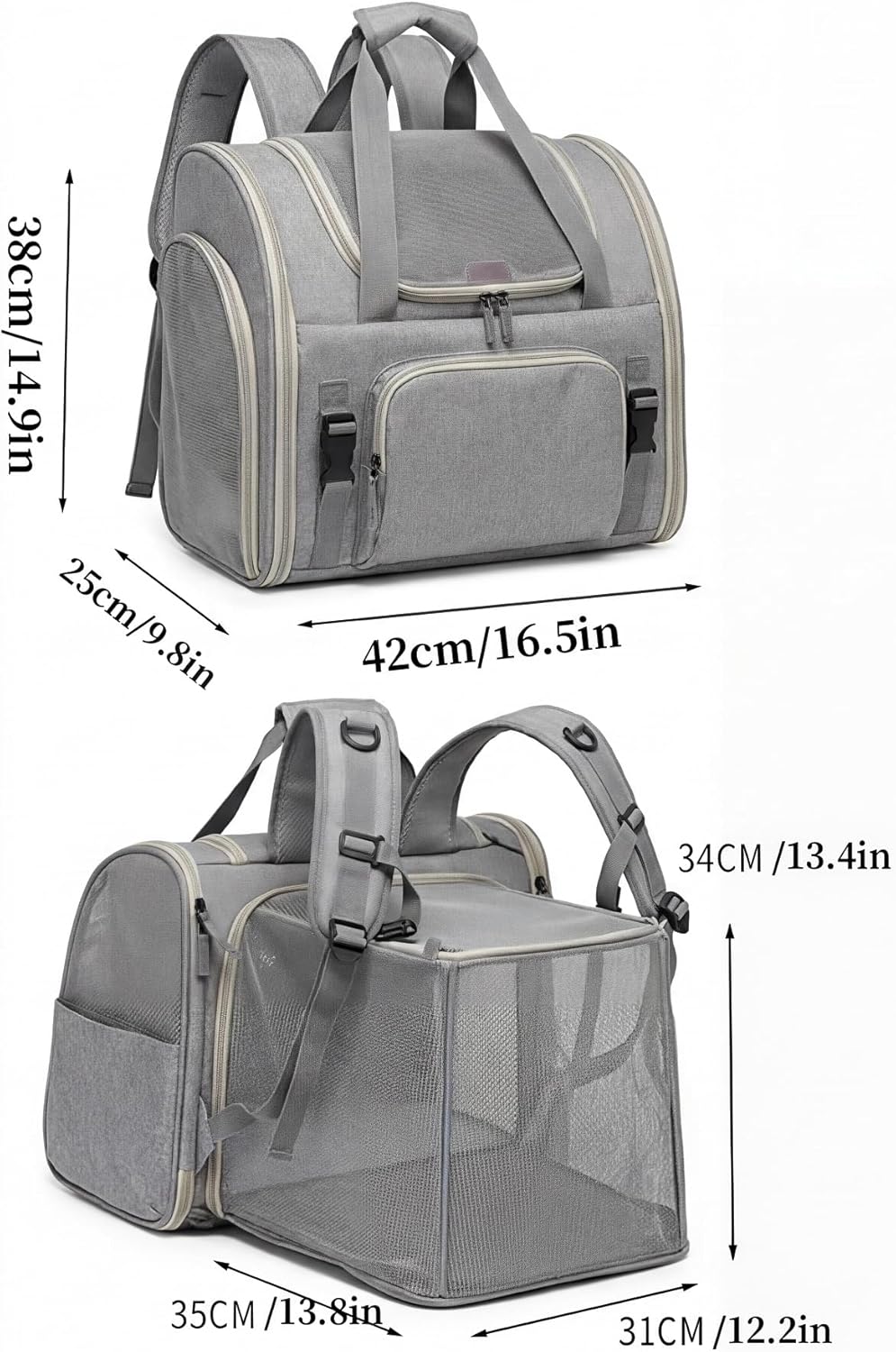 Atmungsaktiver Katzenrucksack, erweiterbarer &amp; Faltbarer Haustier-Reiserucksack, Transportrucksack f