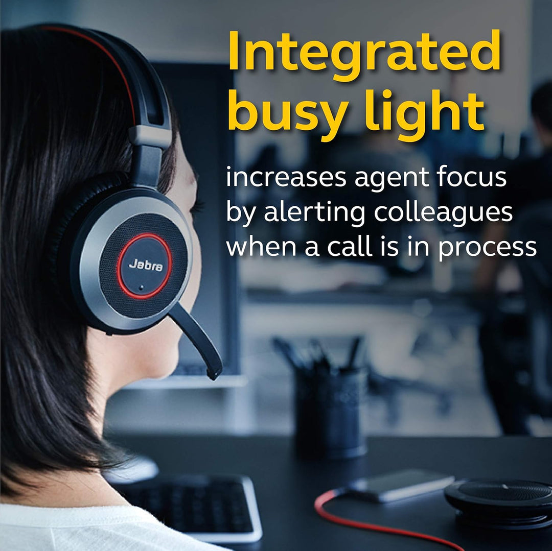 Jabra Evolve 80 UC Stereo Over-Ear Headset – Unified Communications zertifizierte Kopfhörer mit akti