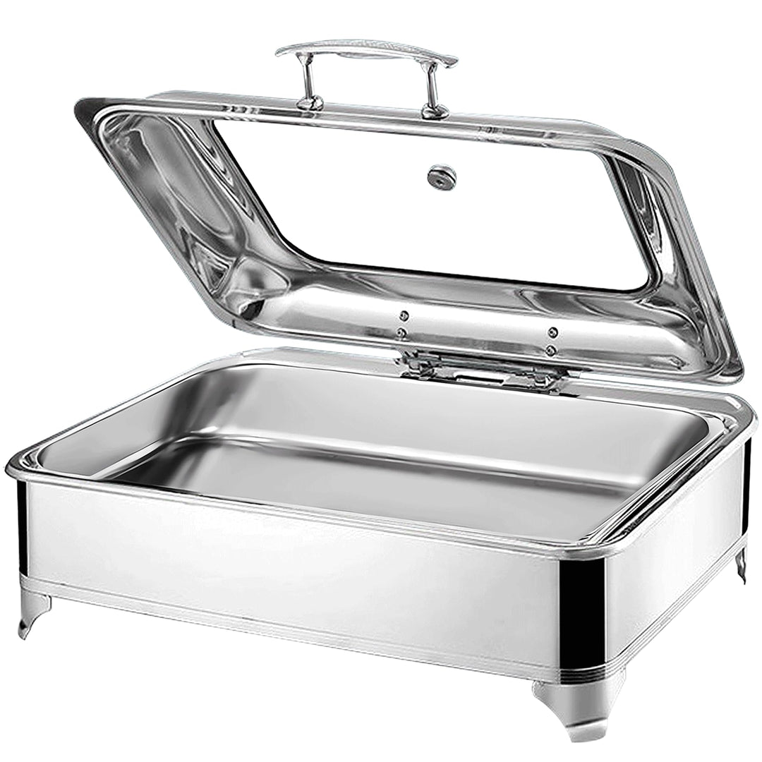 Chafing Dish Elektrisch, 9L Edelstahl Speisewärmer Buffetwärmer mit Sichtbarem Glasdeckel, Professio