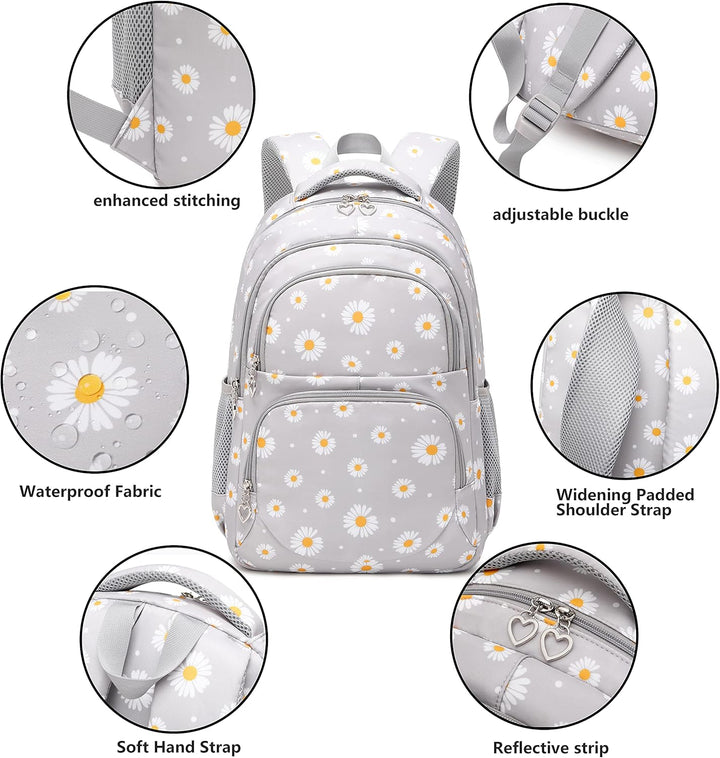 TCYIN Rucksack Mädchen Damen Schulrucksack Floral Backpack for Teenager Girls Modisch Schultasche fü