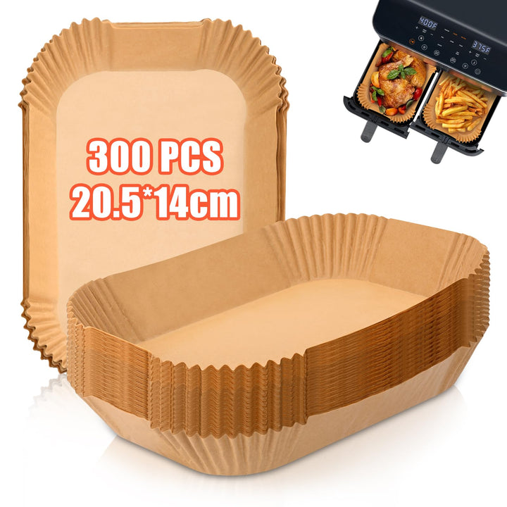 300 Stück Backpapier für Heissluftfritteuse Ninja Dual, 20,5x14CM Stone TH Airfryer mit Doppelkammer