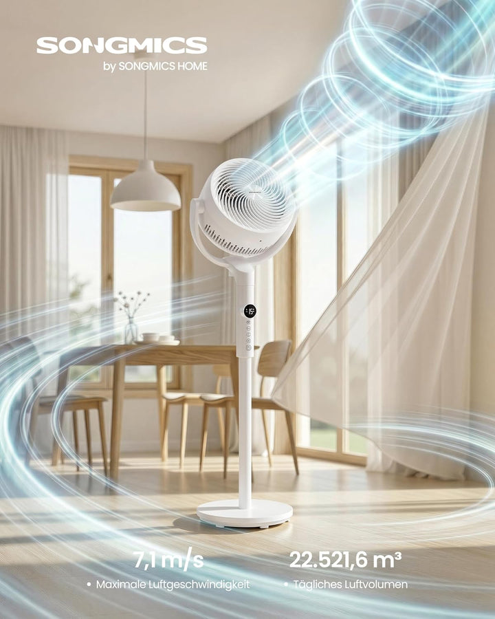 SONGMICS Standventilator, Ventilator leise 20 dB mit Fernbedienung, Luftzirkulator 120° und 135° Osz