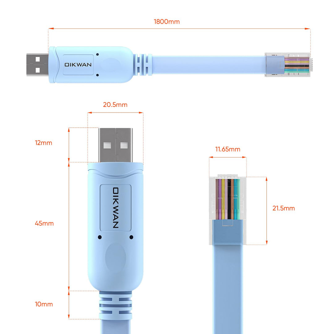 OIKWAN USB Konsolenkabel, USB auf RJ45 Konsolenkabel für Cisco Router/AP Router/Switch/Windows 7, 8