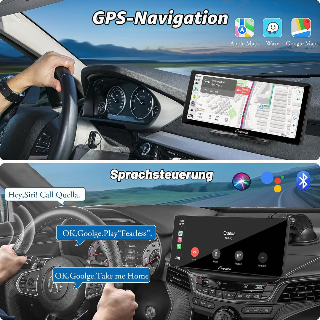 Carpuride W103 Pro Drahtloser Bluetooth Übertragung Tragbarer Apple Carplay &amp; Andorid Auto Autoradio