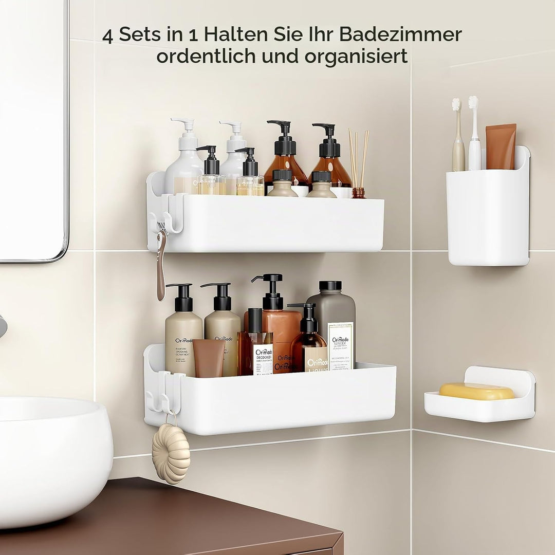 Orimade Duschablage ohne Bohren-Duschregal 4 Stück,Shampoo Halterung für Dusche Grosse Kapazität,Bad