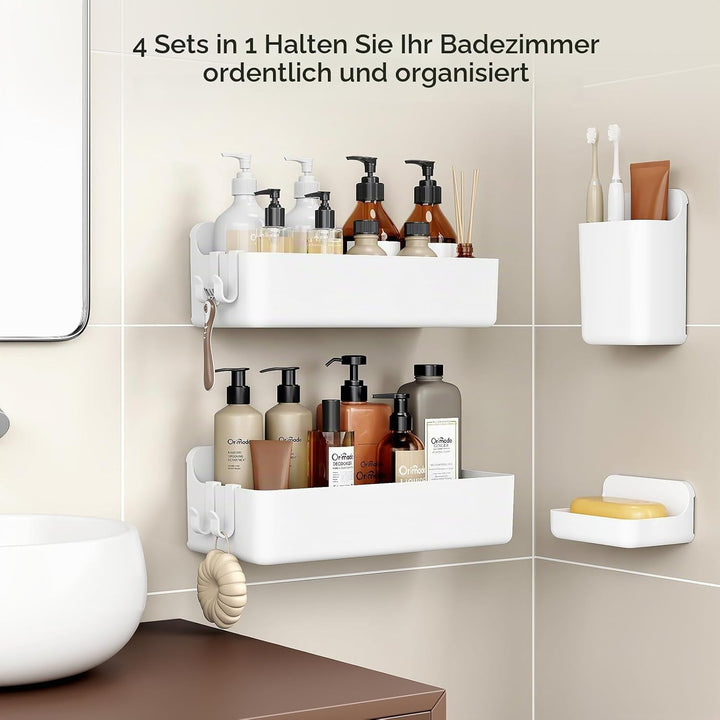 Orimade Duschablage ohne Bohren-Duschregal 4 Stück,Shampoo Halterung für Dusche Grosse Kapazität,Bad