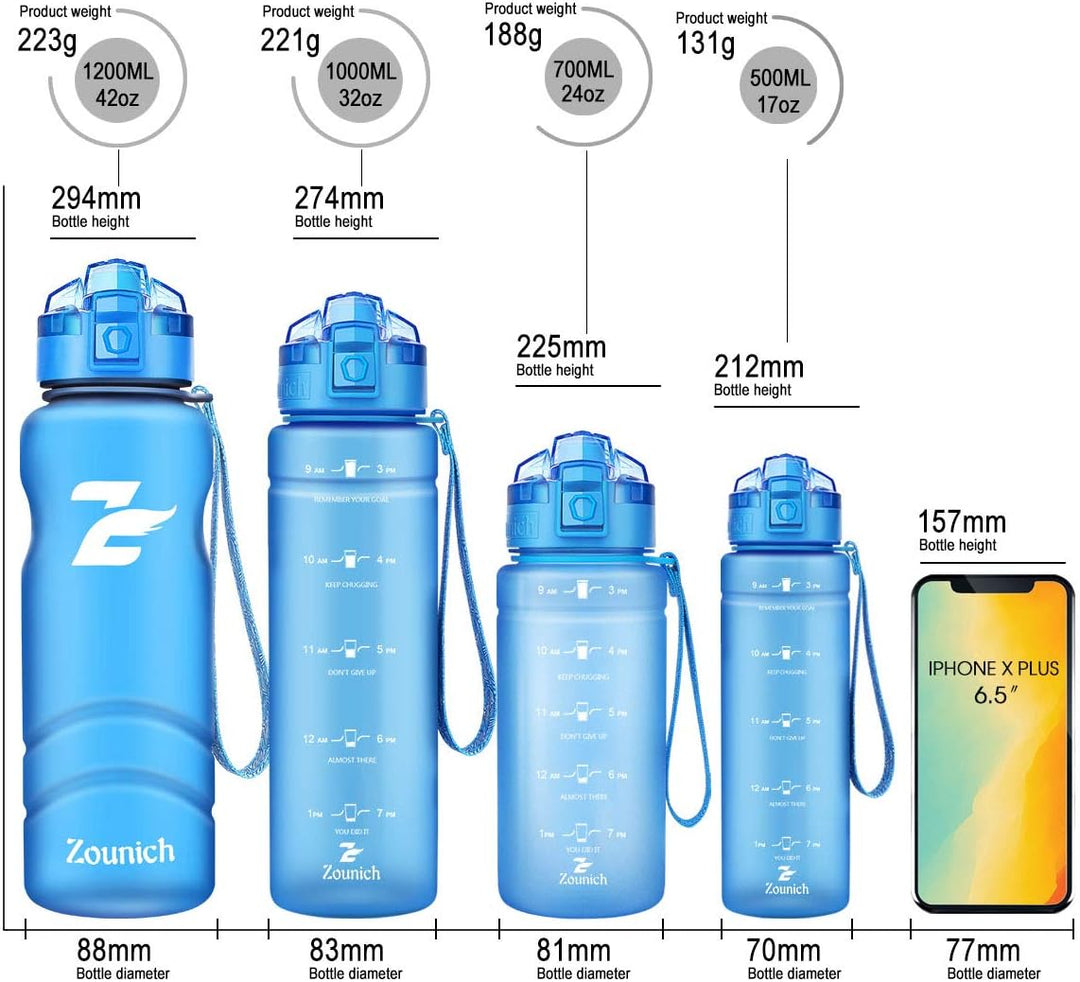 Zounich Trinkflasche Kinder Auslaufsichere 1L/700ml/500ml-BPA frei trinkflaschen Sport Tritan Kunsts