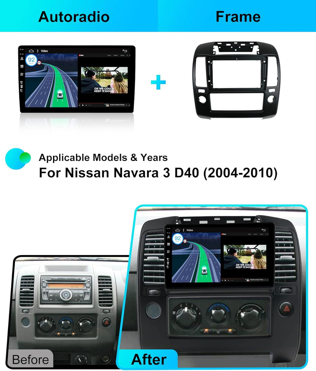 Android 15 IPS Autoradio Passt für Nissan Navara 3 D40 (2004-2010) - Eingebautes Kabellos CarPlay An