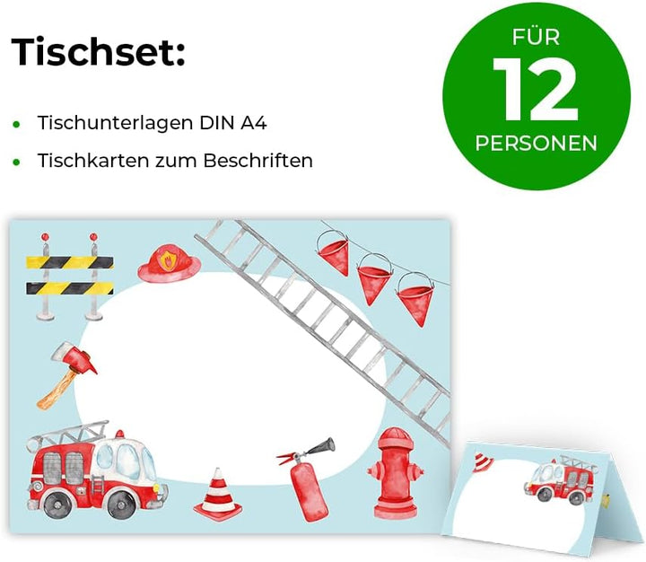 Party-Set zum Geburtstag für 12 Personen - Tischkarten, Tischunterlagen, doppelseitige Girlanden und