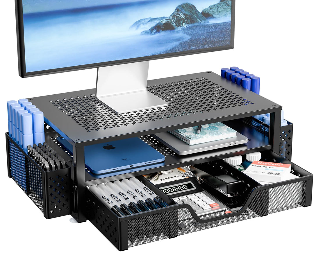 Simple Trending Monitorständer aus Metall mit 2 Ebenen, Monitorerhöhung und Computer-Schreibtisch-Or