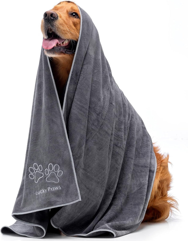 Lucky Paws® Hundehandtuch - 140x70cm XL Hundehandtuch extra saugfähig - schnell trocknend, luxuriös