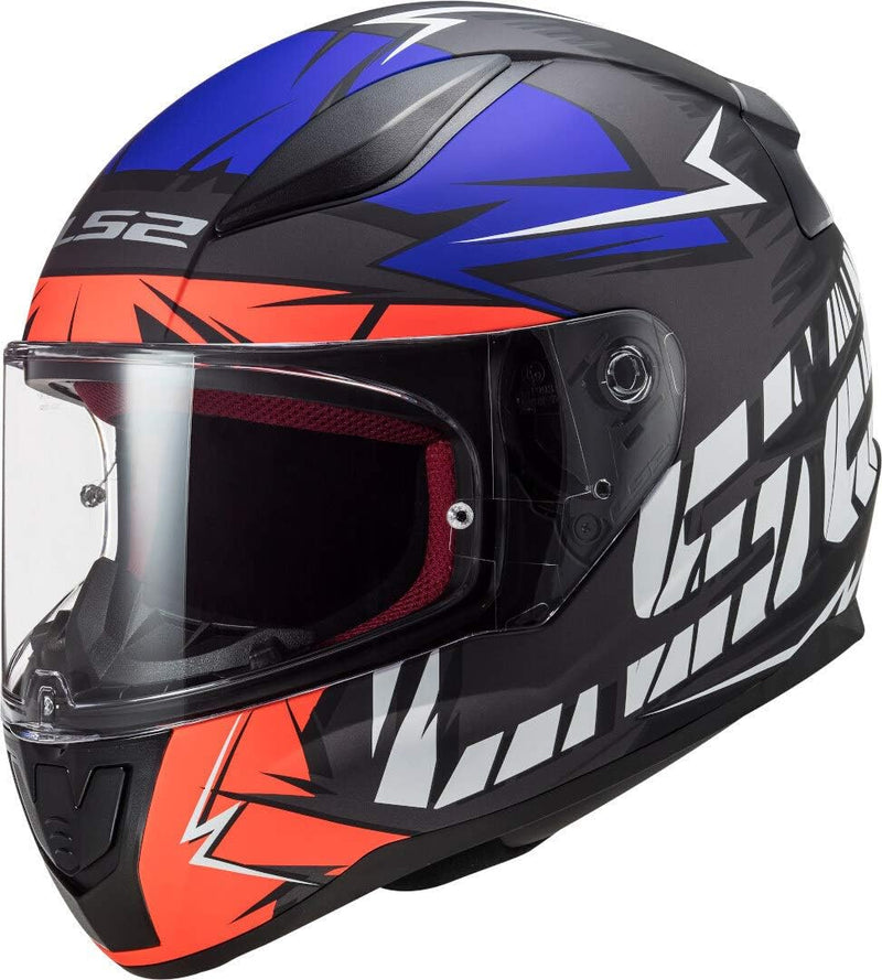 LS2 Motorradhelm FF353 RAPID CROMO MATT FLUO Orange BLUE, Schwarz/Blau/Orange, S