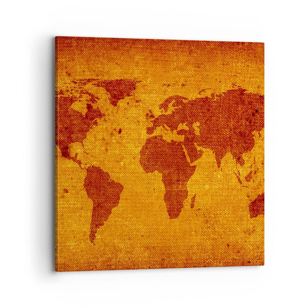 Bilder auf Leinwand 70x70cm Leinwandbild Alte Karte Kontinente Reisen Welt Gross Wanddeko Bild Schla