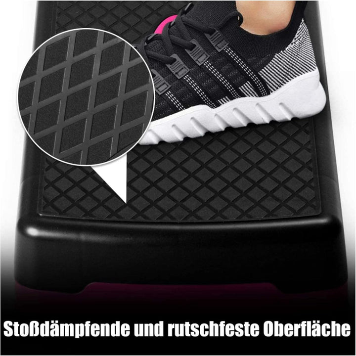 GYMAX Fitness Stepper höhenverstellbar(10/15cm), Aerobic-Stepper mit 2 Stufen & Anti-rutsch-Matten,