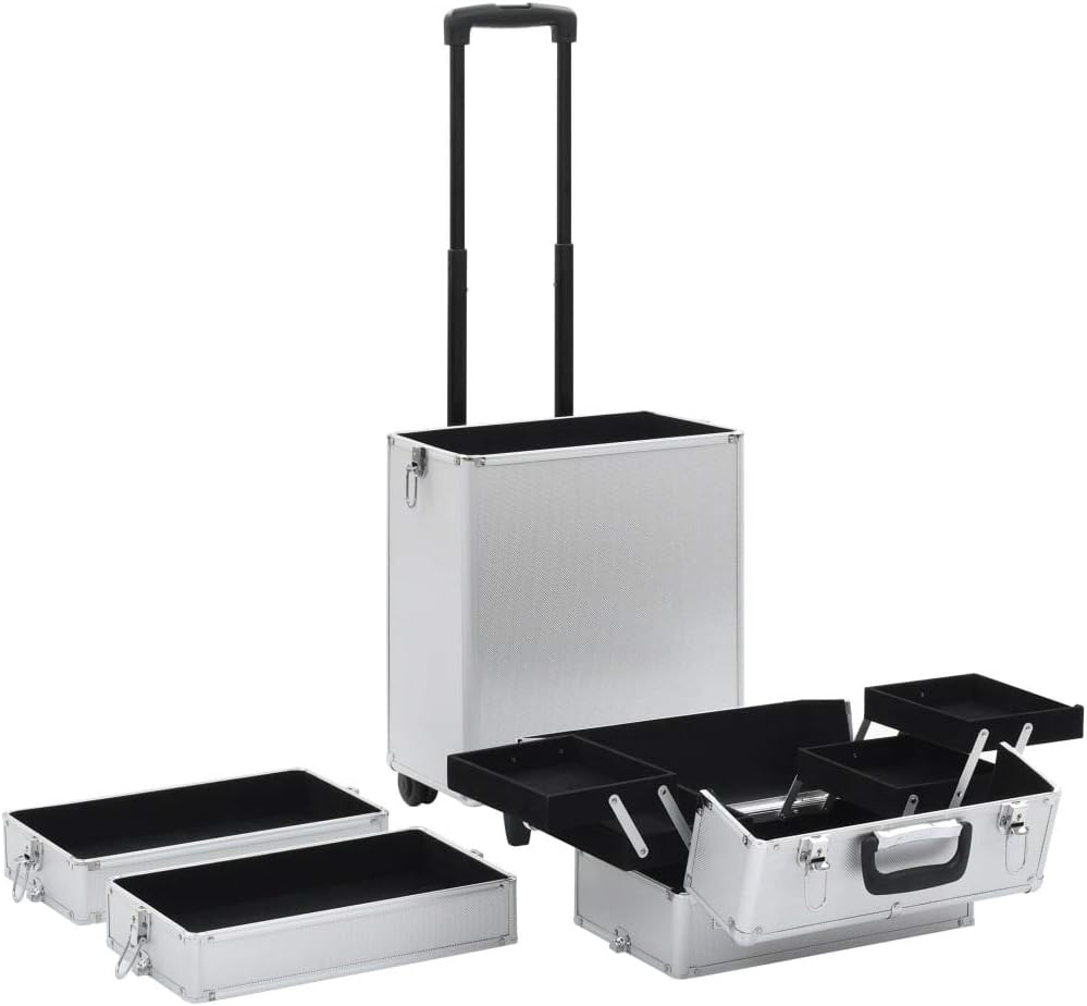vidaXL Kosmetikkoffer mit 4 Etagen Ablagen Beauty Case Schminkkoffer Friseurkoffer Schmuckkoffer Tro