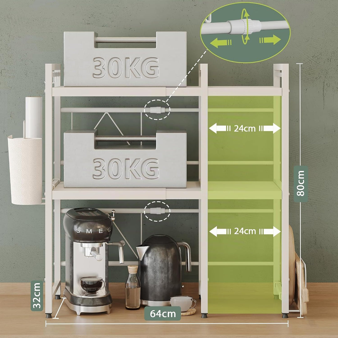 NETEL Mikrowellen Ständer 3 Stufiges Mikrowellen Halter Organizer mit Haken, Rollen Schneidebrett Ha